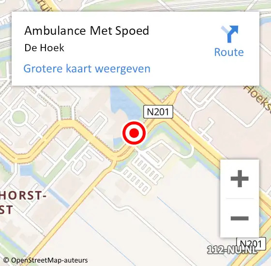 Locatie op kaart van de 112 melding: Ambulance Met Spoed Naar De Hoek op 27 maart 2022 04:01
