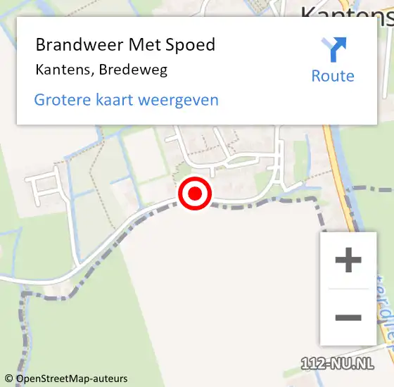 Locatie op kaart van de 112 melding: Brandweer Met Spoed Naar Kantens, Bredeweg op 27 maart 2022 04:06