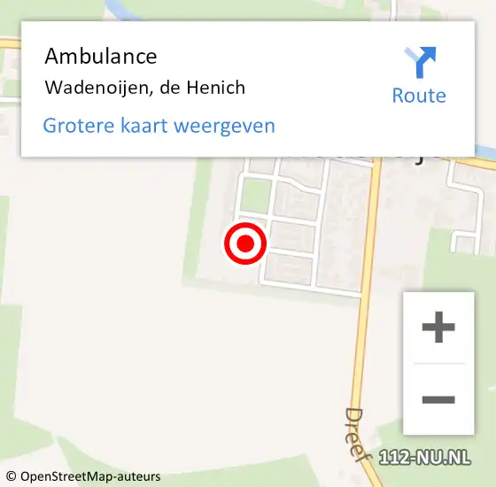 Locatie op kaart van de 112 melding: Ambulance Wadenoijen, de Henich op 27 maart 2022 04:20