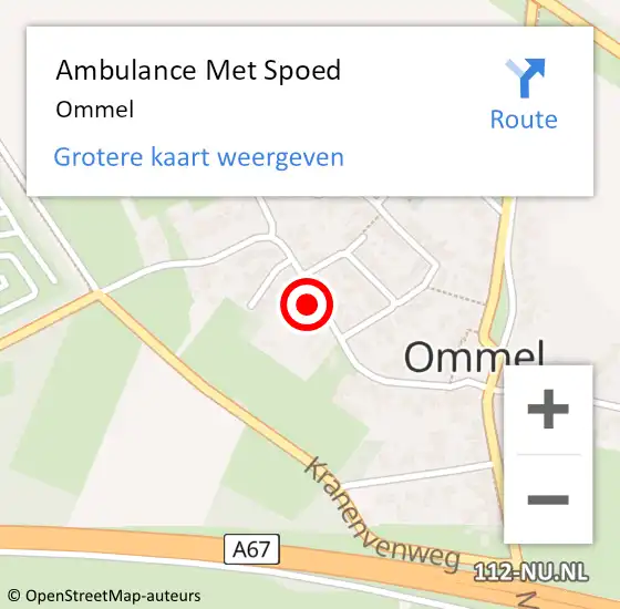 Locatie op kaart van de 112 melding: Ambulance Met Spoed Naar Ommel op 27 maart 2022 04:28