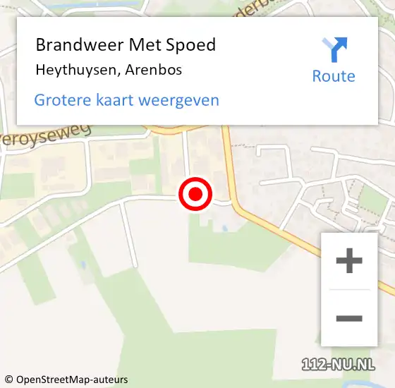 Locatie op kaart van de 112 melding: Brandweer Met Spoed Naar Heythuysen, Arenbos op 27 maart 2022 04:38