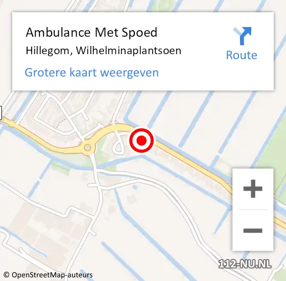 Locatie op kaart van de 112 melding: Ambulance Met Spoed Naar Hillegom, Wilhelminaplantsoen op 27 maart 2022 04:41