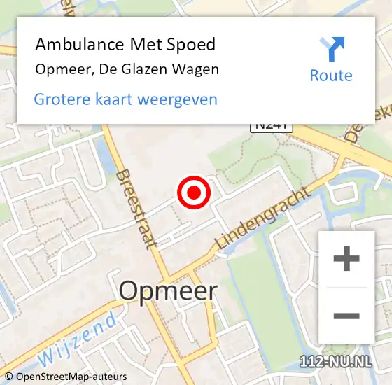 Locatie op kaart van de 112 melding: Ambulance Met Spoed Naar Opmeer, De Glazen Wagen op 27 maart 2022 04:53