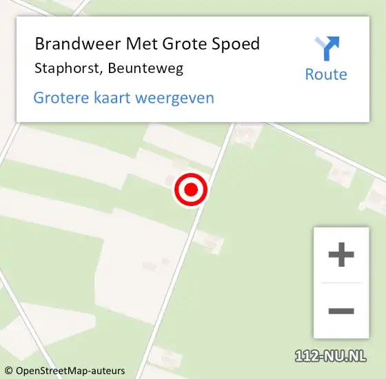 Locatie op kaart van de 112 melding: Brandweer Met Grote Spoed Naar Staphorst, Beunteweg op 27 maart 2022 05:12