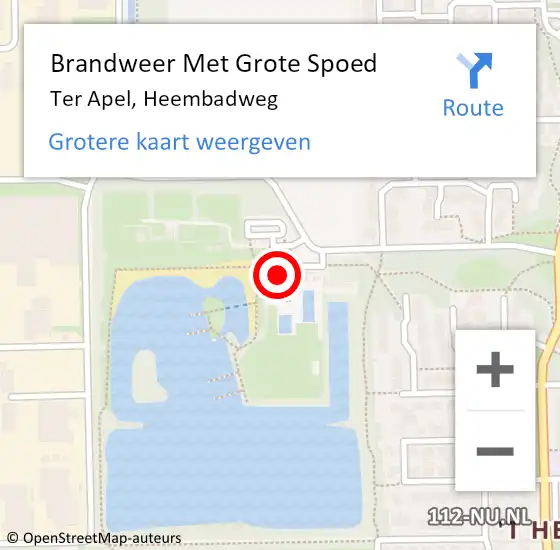 Locatie op kaart van de 112 melding: Brandweer Met Grote Spoed Naar Ter Apel, Heembadweg op 27 maart 2022 06:16