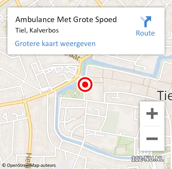 Locatie op kaart van de 112 melding: Ambulance Met Grote Spoed Naar Tiel, Kalverbos op 27 maart 2022 06:31