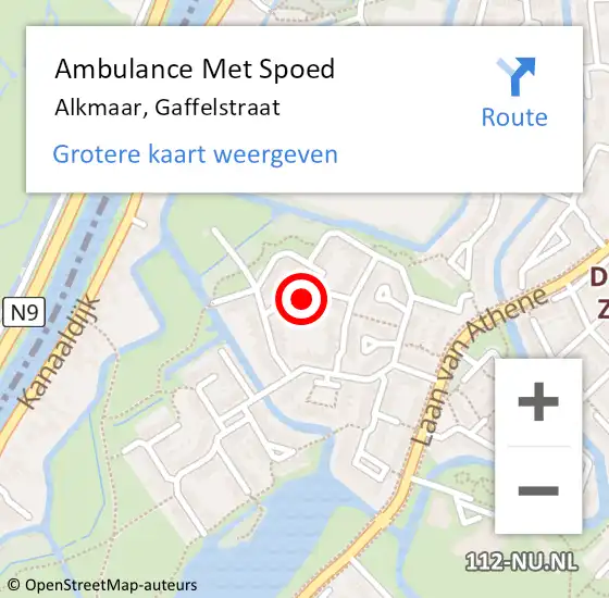 Locatie op kaart van de 112 melding: Ambulance Met Spoed Naar Alkmaar, Gaffelstraat op 27 maart 2022 07:29