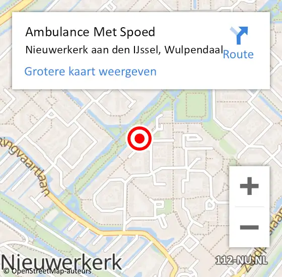 Locatie op kaart van de 112 melding: Ambulance Met Spoed Naar Nieuwerkerk aan den IJssel, Wulpendaal op 27 maart 2022 07:55