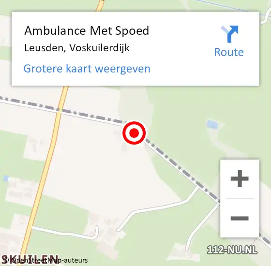 Locatie op kaart van de 112 melding: Ambulance Met Spoed Naar Leusden, Voskuilerdijk op 12 juli 2014 11:13