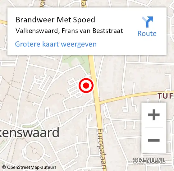 Locatie op kaart van de 112 melding: Brandweer Met Spoed Naar Valkenswaard, Frans van Beststraat op 27 maart 2022 08:04