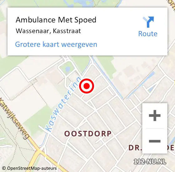 Locatie op kaart van de 112 melding: Ambulance Met Spoed Naar Wassenaar, Kasstraat op 27 maart 2022 08:22
