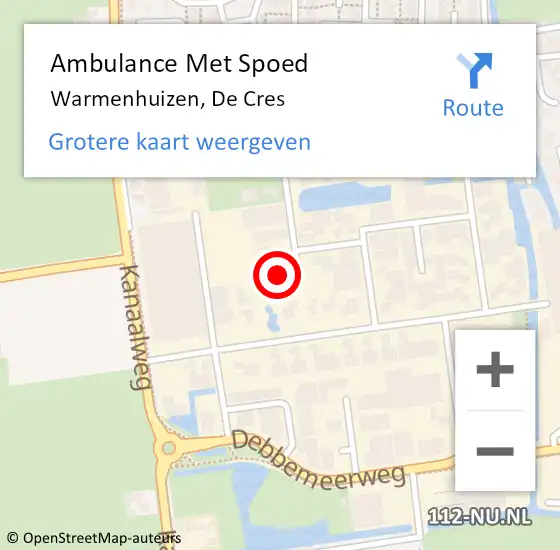 Locatie op kaart van de 112 melding: Ambulance Met Spoed Naar Warmenhuizen, De Cres op 27 maart 2022 08:37