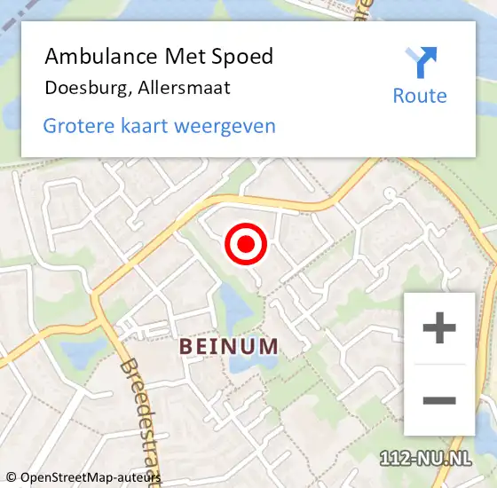 Locatie op kaart van de 112 melding: Ambulance Met Spoed Naar Doesburg, Allersmaat op 27 maart 2022 08:49
