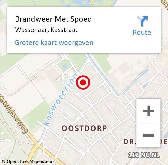 Locatie op kaart van de 112 melding: Brandweer Met Spoed Naar Wassenaar, Kasstraat op 27 maart 2022 08:59