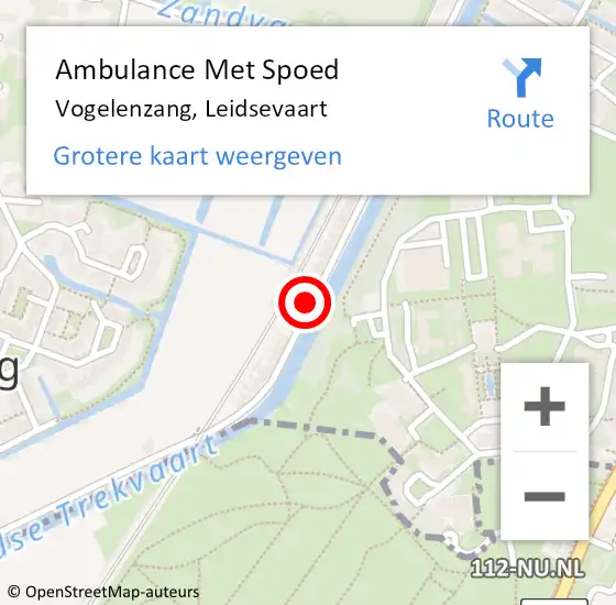 Locatie op kaart van de 112 melding: Ambulance Met Spoed Naar Vogelenzang, Leidsevaart op 27 maart 2022 09:08
