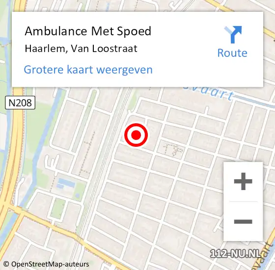 Locatie op kaart van de 112 melding: Ambulance Met Spoed Naar Haarlem, Van Loostraat op 27 maart 2022 09:31