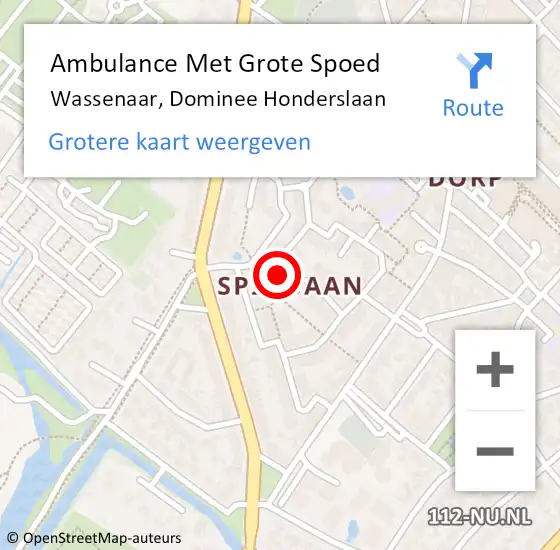 Locatie op kaart van de 112 melding: Ambulance Met Grote Spoed Naar Wassenaar, Dominee Honderslaan op 27 maart 2022 09:36