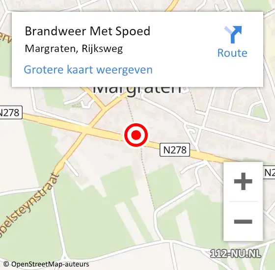 Locatie op kaart van de 112 melding: Brandweer Met Spoed Naar Margraten, Rijksweg op 27 maart 2022 09:55