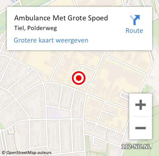 Locatie op kaart van de 112 melding: Ambulance Met Grote Spoed Naar Tiel, Polderweg op 27 maart 2022 09:55