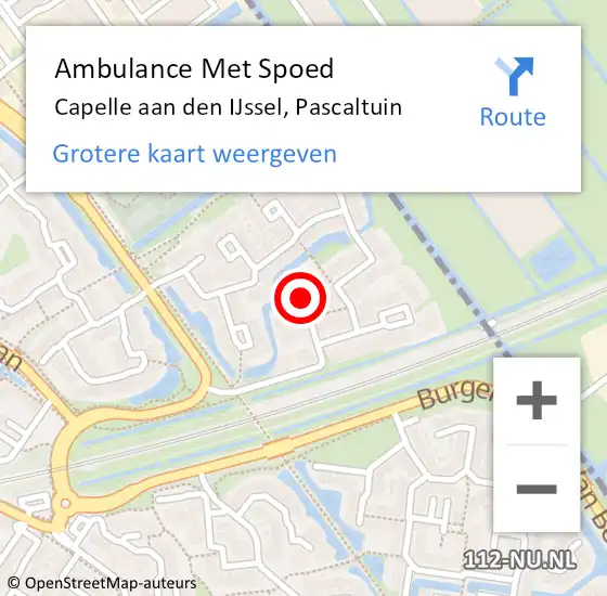 Locatie op kaart van de 112 melding: Ambulance Met Spoed Naar Capelle aan den IJssel, Pascaltuin op 27 maart 2022 09:56