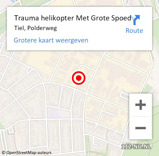 Locatie op kaart van de 112 melding: Trauma helikopter Met Grote Spoed Naar Tiel, Polderweg op 27 maart 2022 09:58