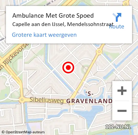 Locatie op kaart van de 112 melding: Ambulance Met Grote Spoed Naar Capelle aan den IJssel, Mendelssohnstraat op 27 maart 2022 10:04