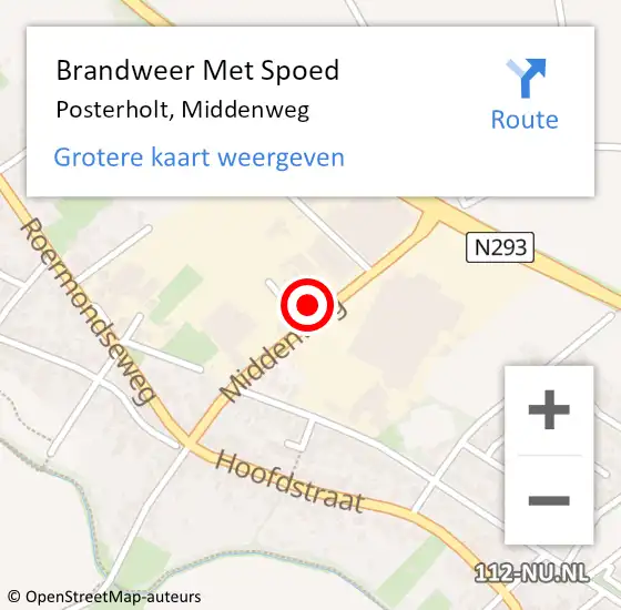 Locatie op kaart van de 112 melding: Brandweer Met Spoed Naar Posterholt, Middenweg op 27 maart 2022 10:08