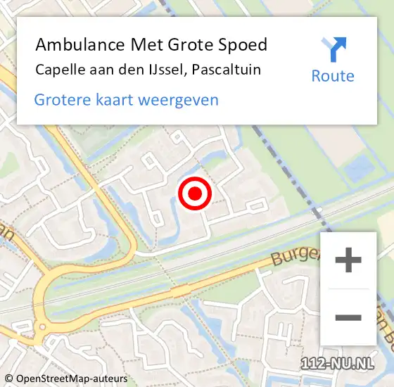 Locatie op kaart van de 112 melding: Ambulance Met Grote Spoed Naar Capelle aan den IJssel, Pascaltuin op 27 maart 2022 10:09