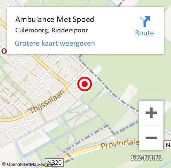 Locatie op kaart van de 112 melding: Ambulance Met Spoed Naar Culemborg, Ridderspoor op 27 maart 2022 10:38