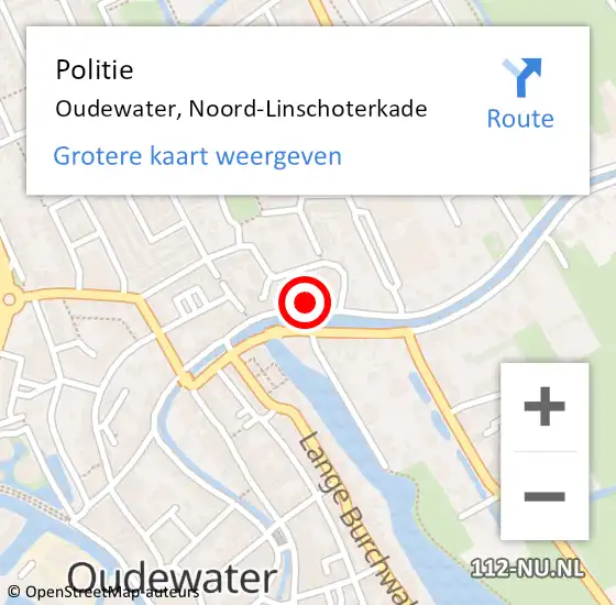 Locatie op kaart van de 112 melding: Politie Oudewater, Noord-Linschoterkade op 27 maart 2022 10:58