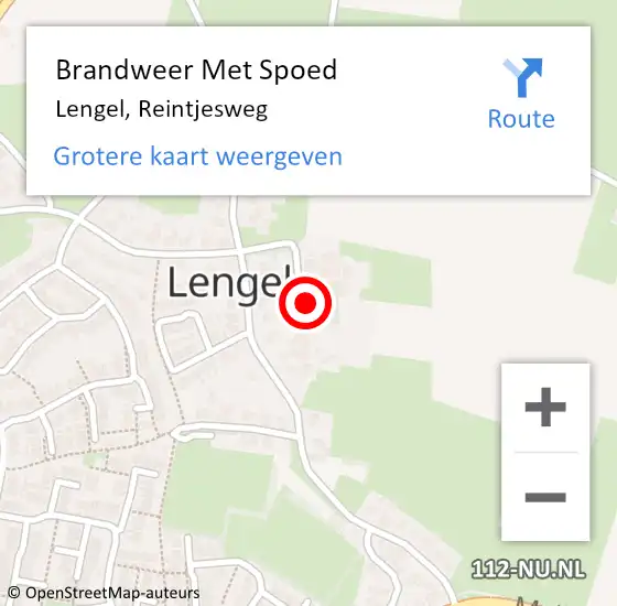 Locatie op kaart van de 112 melding: Brandweer Met Spoed Naar Lengel, Reintjesweg op 27 maart 2022 10:59