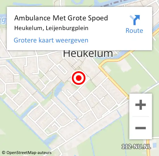 Locatie op kaart van de 112 melding: Ambulance Met Grote Spoed Naar Heukelum, Leijenburgplein op 27 maart 2022 11:07