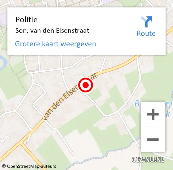 Locatie op kaart van de 112 melding: Politie Son, van den Elsenstraat op 27 maart 2022 11:11