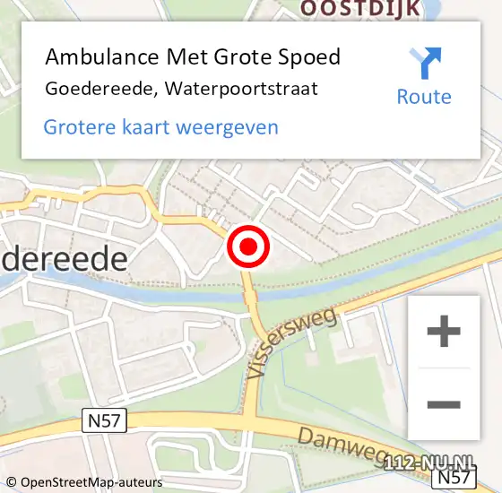 Locatie op kaart van de 112 melding: Ambulance Met Grote Spoed Naar Goedereede, Waterpoortstraat op 27 maart 2022 11:15