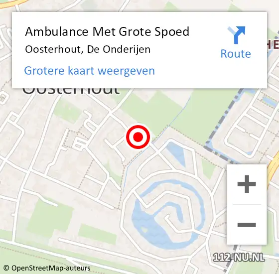 Locatie op kaart van de 112 melding: Ambulance Met Grote Spoed Naar Oosterhout, De Onderijen op 27 maart 2022 11:17