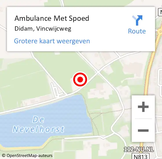 Locatie op kaart van de 112 melding: Ambulance Met Spoed Naar Didam, Vincwijcweg op 27 maart 2022 11:19