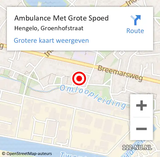 Locatie op kaart van de 112 melding: Ambulance Met Grote Spoed Naar Hengelo, Groenhofstraat op 27 maart 2022 11:26