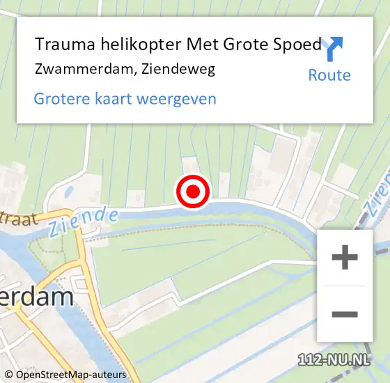 Locatie op kaart van de 112 melding: Trauma helikopter Met Grote Spoed Naar Zwammerdam, Ziendeweg op 27 maart 2022 11:39