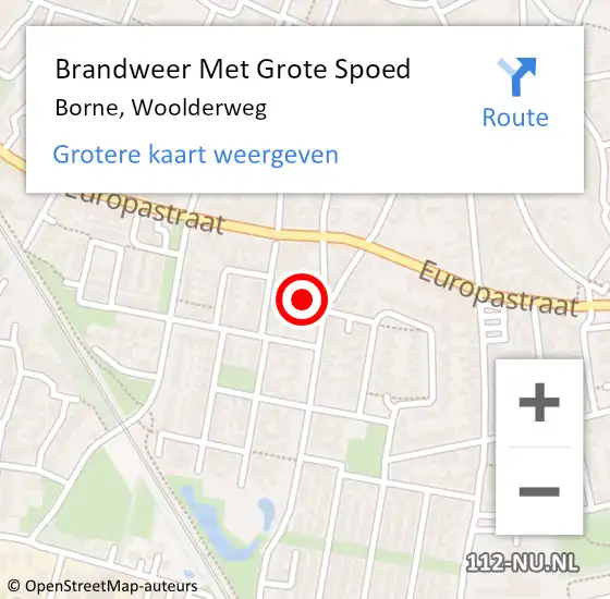 Locatie op kaart van de 112 melding: Brandweer Met Grote Spoed Naar Borne, Woolderweg op 27 maart 2022 11:46