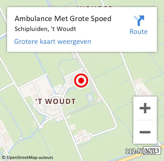 Locatie op kaart van de 112 melding: Ambulance Met Grote Spoed Naar Schipluiden, 't Woudt op 27 maart 2022 11:54