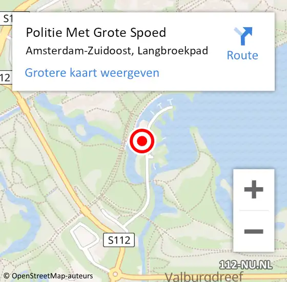 Locatie op kaart van de 112 melding: Politie Met Grote Spoed Naar Amsterdam-Zuidoost, Langbroekpad op 27 maart 2022 12:08