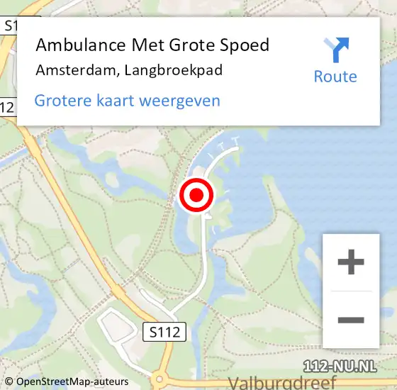 Locatie op kaart van de 112 melding: Ambulance Met Grote Spoed Naar Amsterdam-Zuidoost, Langbroekpad op 27 maart 2022 12:08