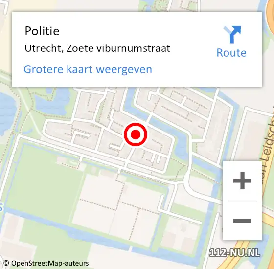 Locatie op kaart van de 112 melding: Politie Utrecht, Zoete viburnumstraat op 27 maart 2022 12:21