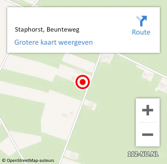 Locatie op kaart van de 112 melding:  Staphorst, Beunteweg op 27 maart 2022 12:37