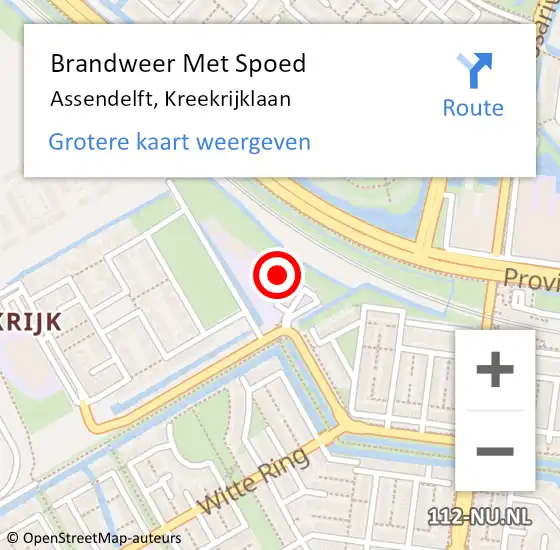 Locatie op kaart van de 112 melding: Brandweer Met Spoed Naar Assendelft, Kreekrijklaan op 27 maart 2022 12:44