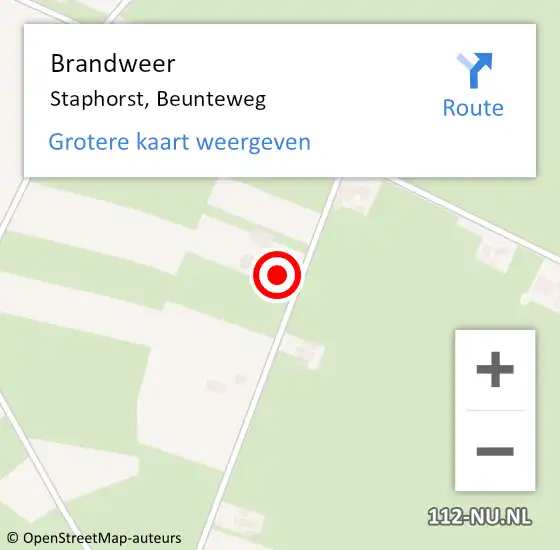 Locatie op kaart van de 112 melding: Brandweer Staphorst, Beunteweg op 27 maart 2022 12:44