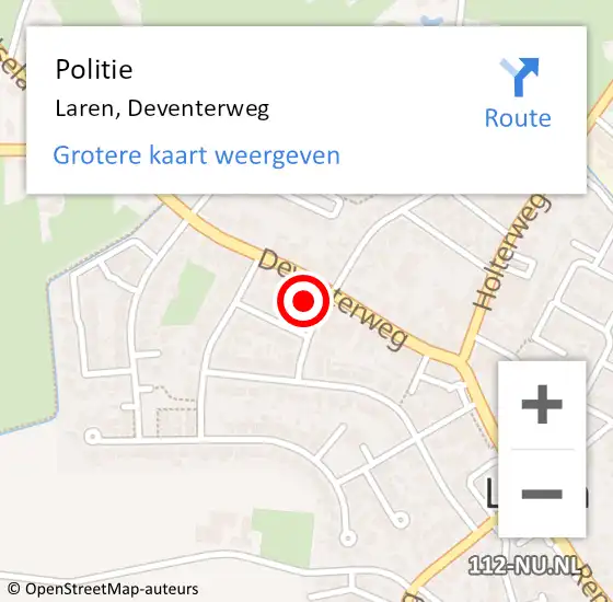 Locatie op kaart van de 112 melding: Politie Laren, Deventerweg op 27 maart 2022 12:45
