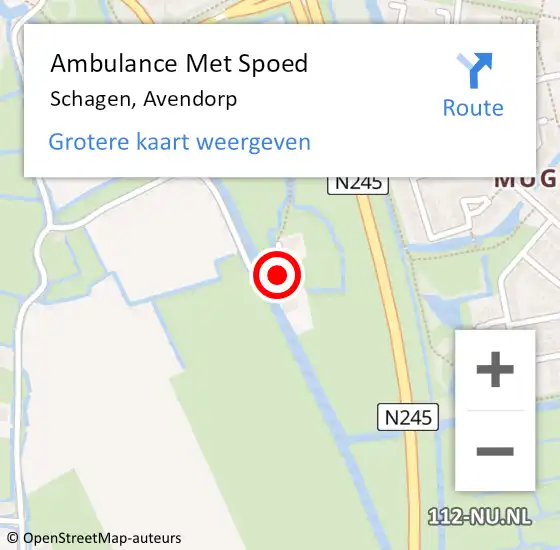 Locatie op kaart van de 112 melding: Ambulance Met Spoed Naar Schagen, Avendorp op 27 maart 2022 12:58