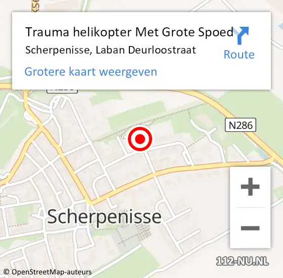 Locatie op kaart van de 112 melding: Trauma helikopter Met Grote Spoed Naar Scherpenisse, Laban Deurloostraat op 27 maart 2022 13:11