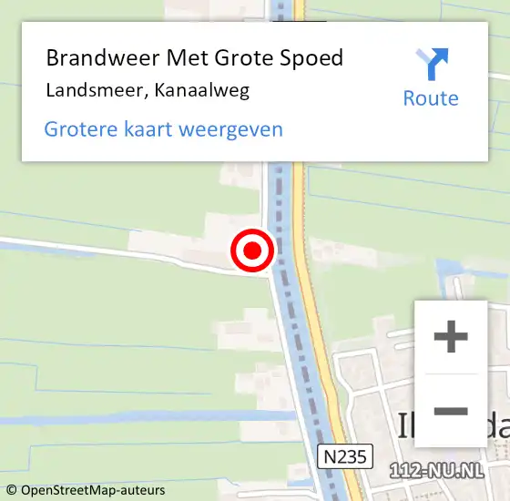 Locatie op kaart van de 112 melding: Brandweer Met Grote Spoed Naar Landsmeer, Kanaalweg op 27 maart 2022 13:12